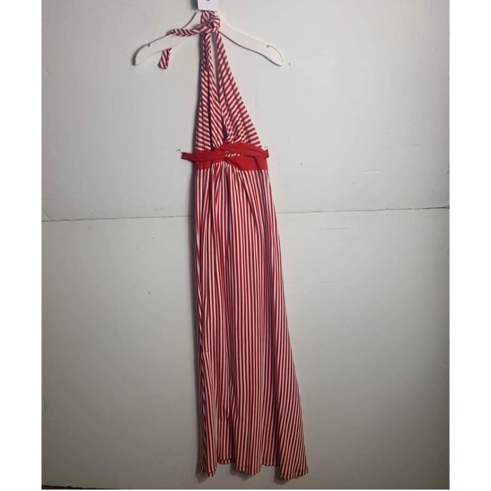 Anthropologie Eva Franco Halterneck Red Stripe Midi Sleeveless Summer Dress
